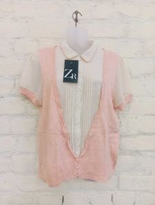 ZR Pink Cardigan and Blouse Set