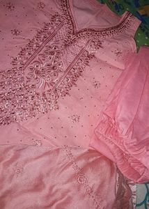baby pink kurta set with duptta