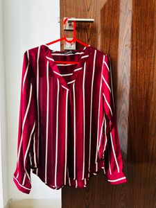 Maroon Striped Top