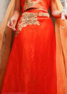 Orange Skirt With Crop Top