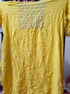Yellow Embroidered Kurta