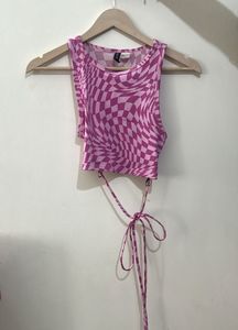 H&M Pink Checkered Crop Top