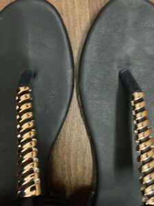 Black &amp; Gold Thong Sandals