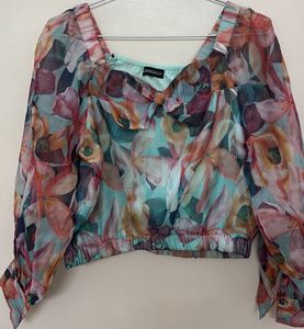 Floral Print Chiffon Top