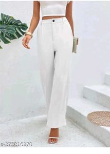 Elegant White Wide-Leg Trousers