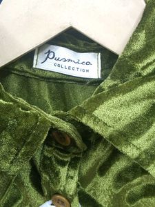 Green Patterned Velvet Shirt