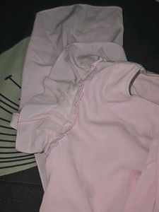 Pink Frill Sleeve Top And Blue Bottom