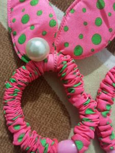 Bobby Printed Rubber Bands 🎀 With Studded Pearl
