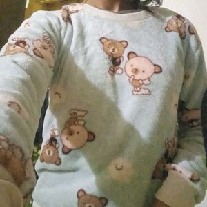Cute Bear Print Sweater 🩵