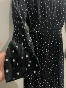 Chic Black Polka Dot Midi Dress