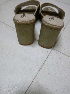 Golden Heeled Mules Used Twice only