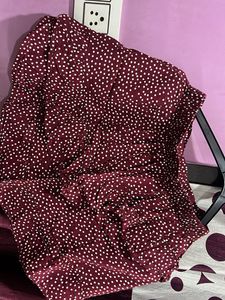 Maroon Polka Dot Mini Skirt