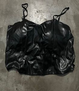 Black Faux Leather Corset Top