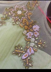 Green Embellished Tiered Dress