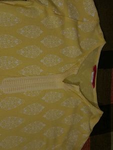 Yellow Printed Kurti Top