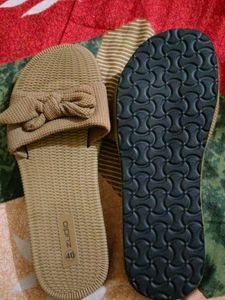 Zudio Bow Detail Beige Slides