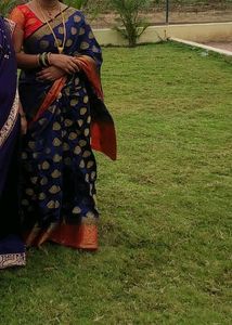 Blue Colure Semi Paithani With Blouse