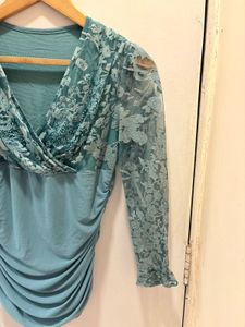 Beautiful Lace Trim Top With Embellishment
