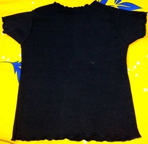 Black Ruffle Trim Top