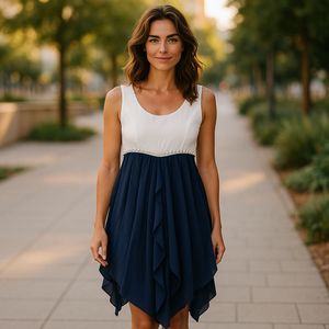 Chic Two-Tone Flowy Dress
