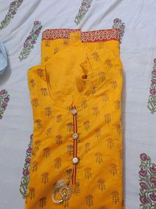 Yellow Printed Kurti