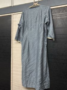 Elegant Grey Kurta with Gold Accents