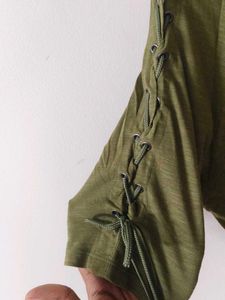 Olive Green Tie-Sleeve Top