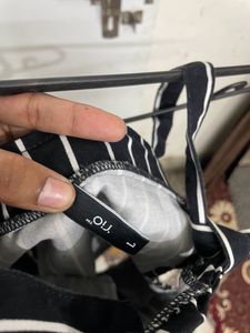 Rio Striped Dungree Dress With Slip Pocket