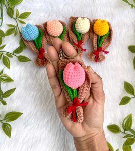 Crochet Flower Bouquet Keychain