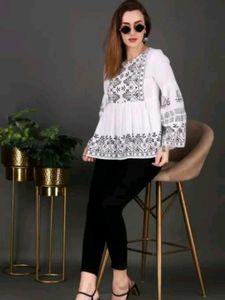 Stylish White Embroidered Top