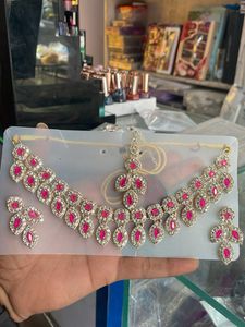 Pink Stone Jewelry Set
