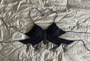 Blue Butterfly Tie-up top