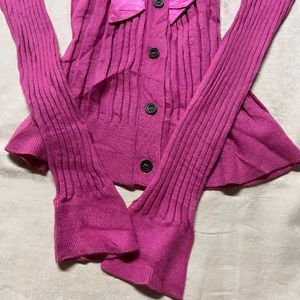 Pink Cardigan with Bow Detail