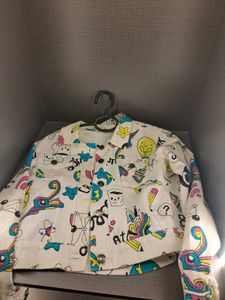 Funky Graphic Print Denim Jacket