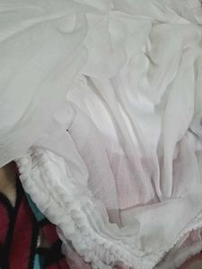 White Color Plain Soft SILK Dupatta
