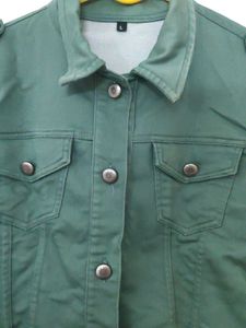 Olive Green Cropped Denim Jacket