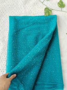 Teal Net Dupatta with Sparkles