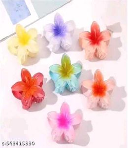 2 Big 4Small Glossy Flower Hair Clutcher, Clacher,