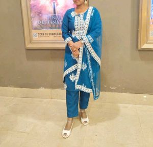 Teal Embroidered Salwar Suit