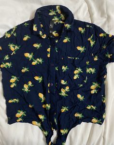 Y2K Beach Tie Up Button Crop Top