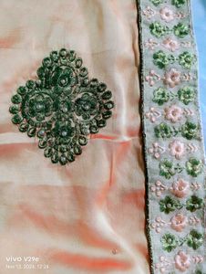 Women Orange Embroidery Saree🧡