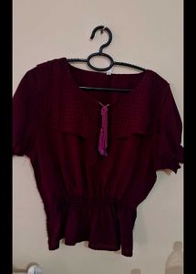 Chic Maroon Tassel Top