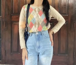 Korean Pinterest Plaid Sweater