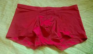 Red Men&#39;s Silk Seamless Boxer Briefs