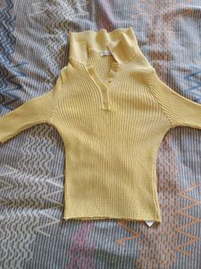 Women Yellow Knit Top