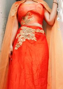 Orange Skirt With Crop Top