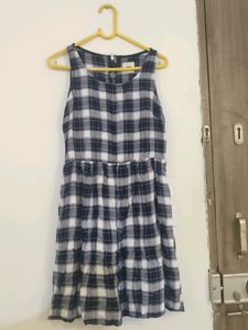 White Grey Checkered Dress
