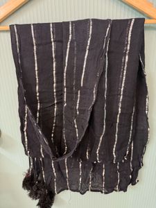 Black Duppata With Pompom For Women