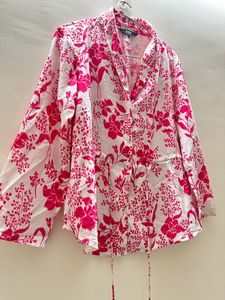 Valentine Special Shawl Collar Floral Print Top