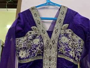 Heavy Embroidered Purple Kurti